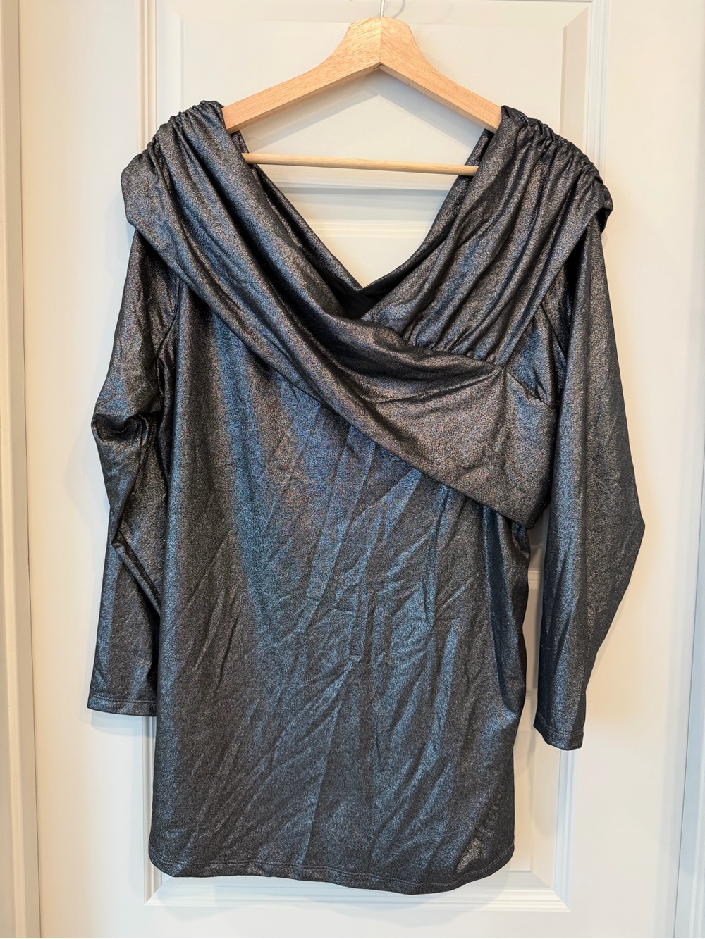 Lane Bryant Metallic Silver Off-Shoulder Top